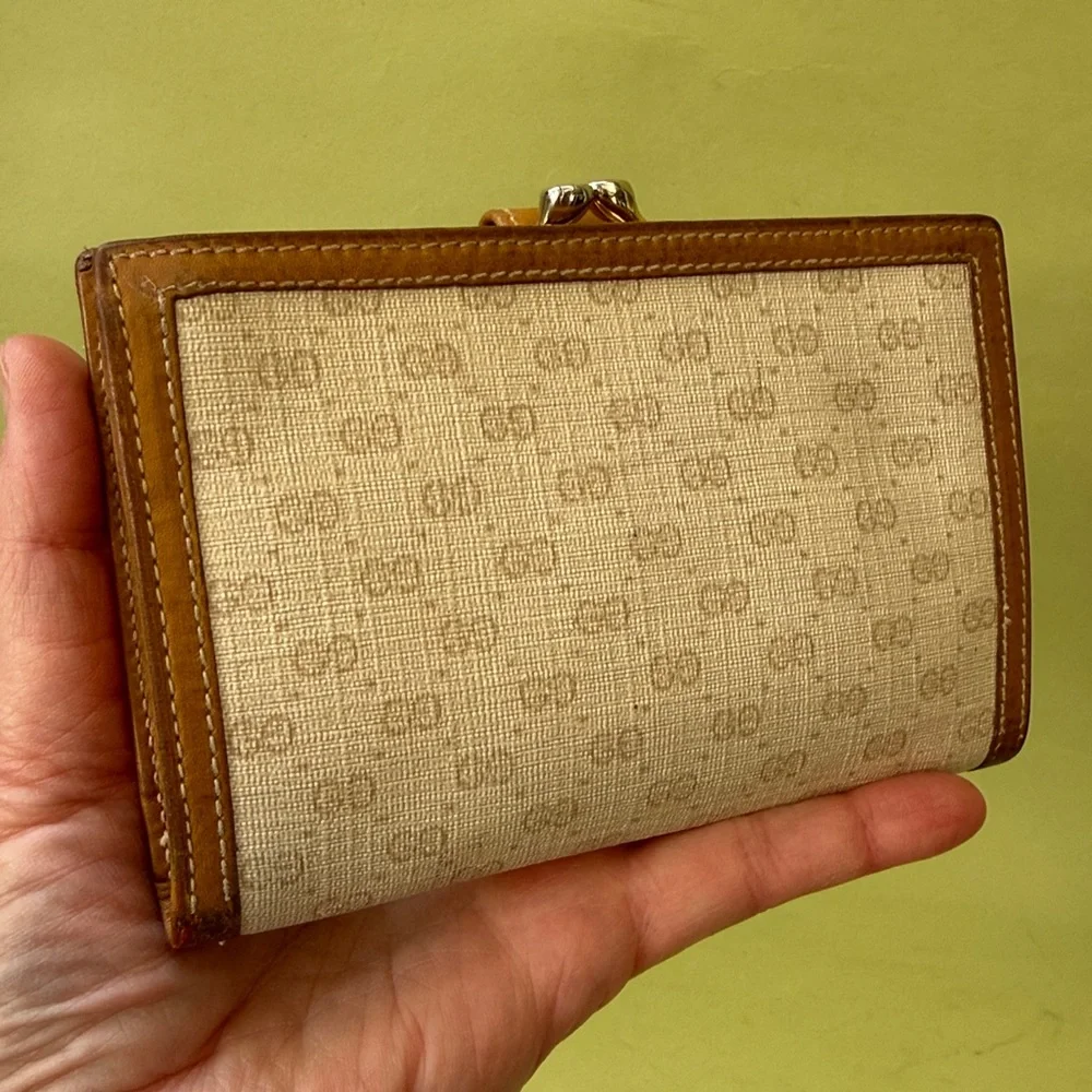 Vintage cream/orange Gucci coated canvas/leather wallet - Picture 4 of 15